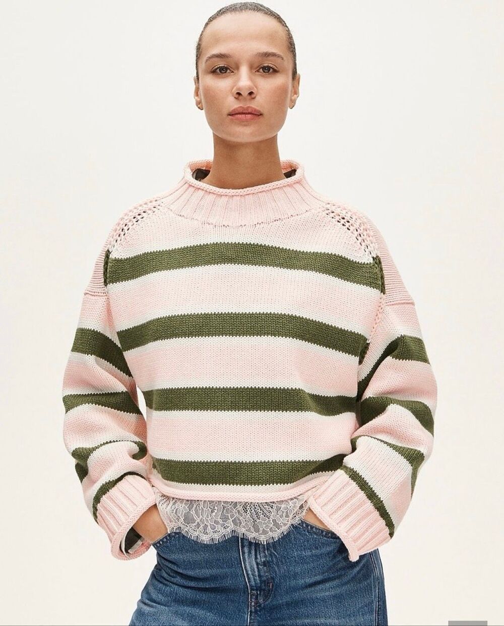 J. Crew 2025 The Rollneck by Collina Strada Pale Pink Multi NWT size Medium